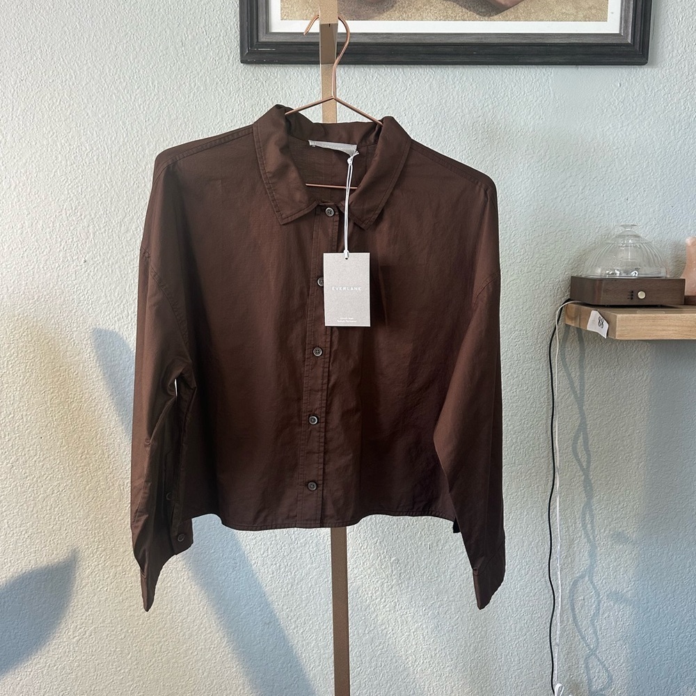 Everlane | Chestnut Brown Boxy PJ Top - Picture 3 of 10
